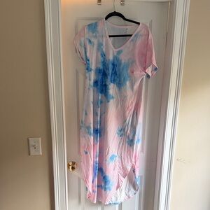 Pink and Blue Tie-Dye Dress